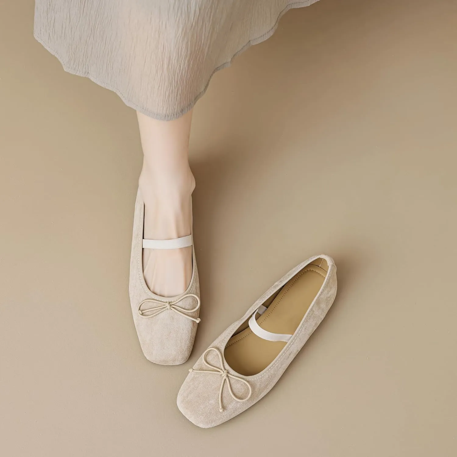 Dear Time Women's Sequin Ballets Sparkly Flat Shoes Bowknot Cute Mary Jane Shoes Elastic Strap Ballets Shoes