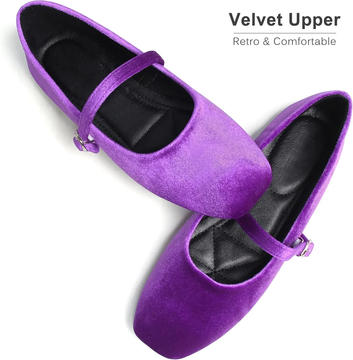 Dear Time Women's Square Toe Ballet Flats Elegant Comfortable Mary Jane Flats Dress Flats Shoes