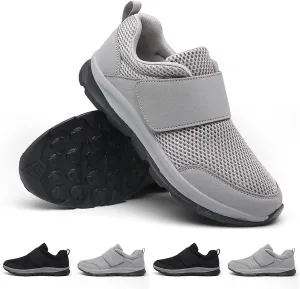 Diabetic Shoes for Men,Men Extra Wide Orthopedic Slip-on Sneakers Shoes,Adjustable Slip On Walking Sneakers for Swollen Feet Plantar Fasciitis,Grey,40EU