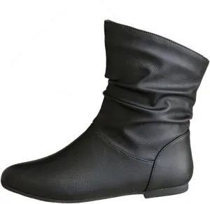 DINTAHA Flat Ankle Boots Women'S Slouch Boots Low Heel Booties Fall Slouchy Boots