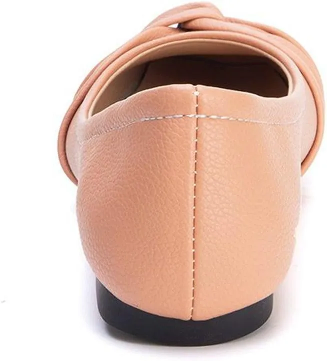 DINTAHA Womens Ballet Flat with Bow,Womens Square Toe Flats,Casual Slip On Work Flat Ballerina Shoes