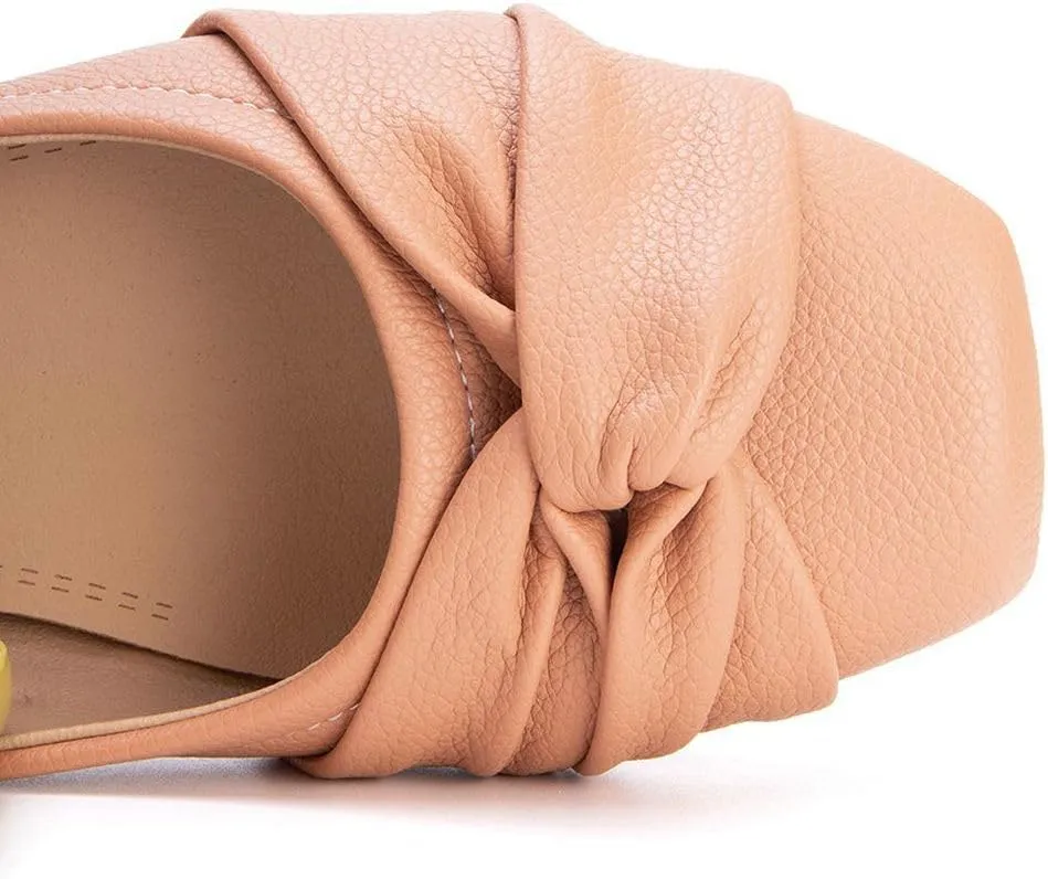 DINTAHA Womens Ballet Flat with Bow,Womens Square Toe Flats,Casual Slip On Work Flat Ballerina Shoes