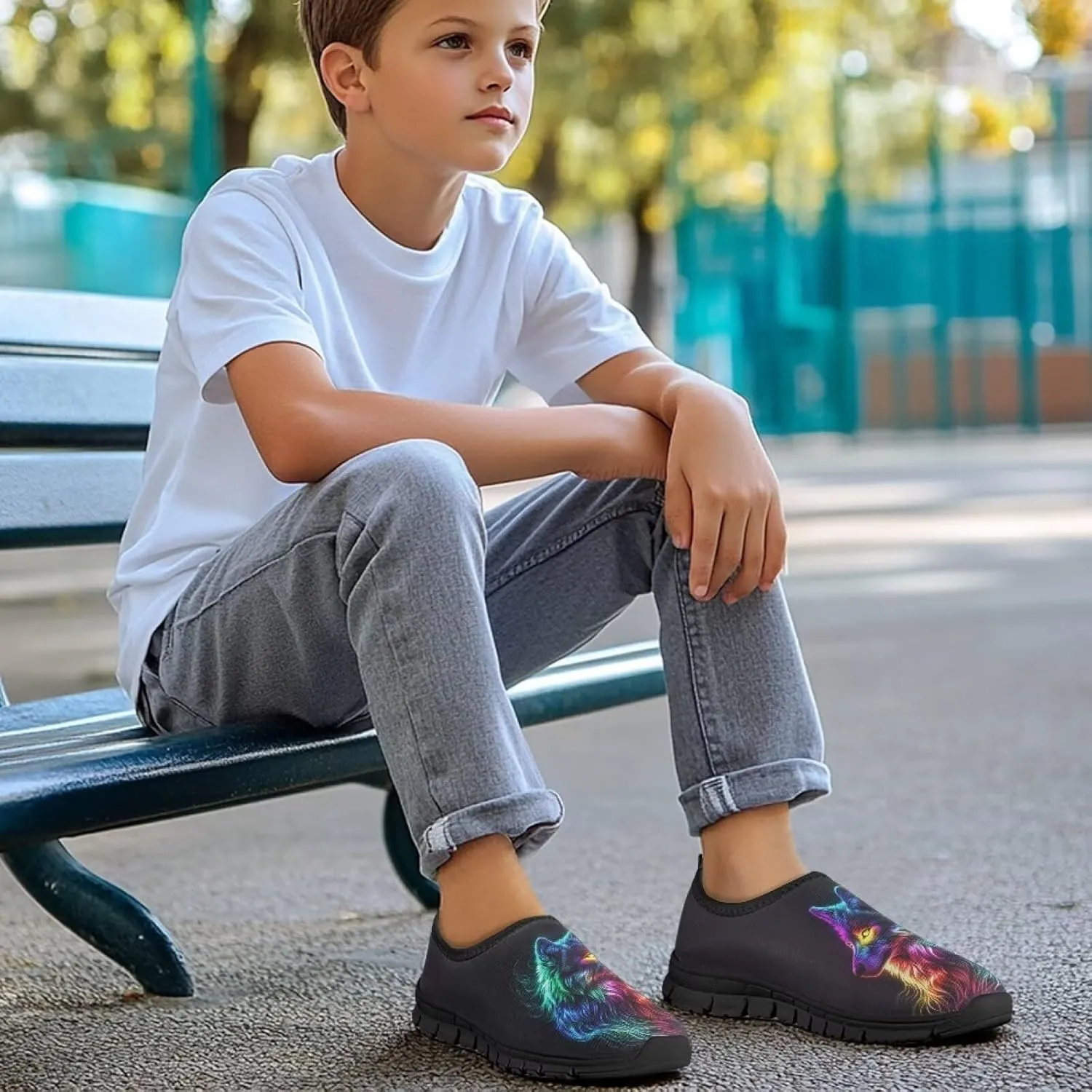 Doojoayie Boys Tennis Shoes Slip On for Active Student School Running Sneakers