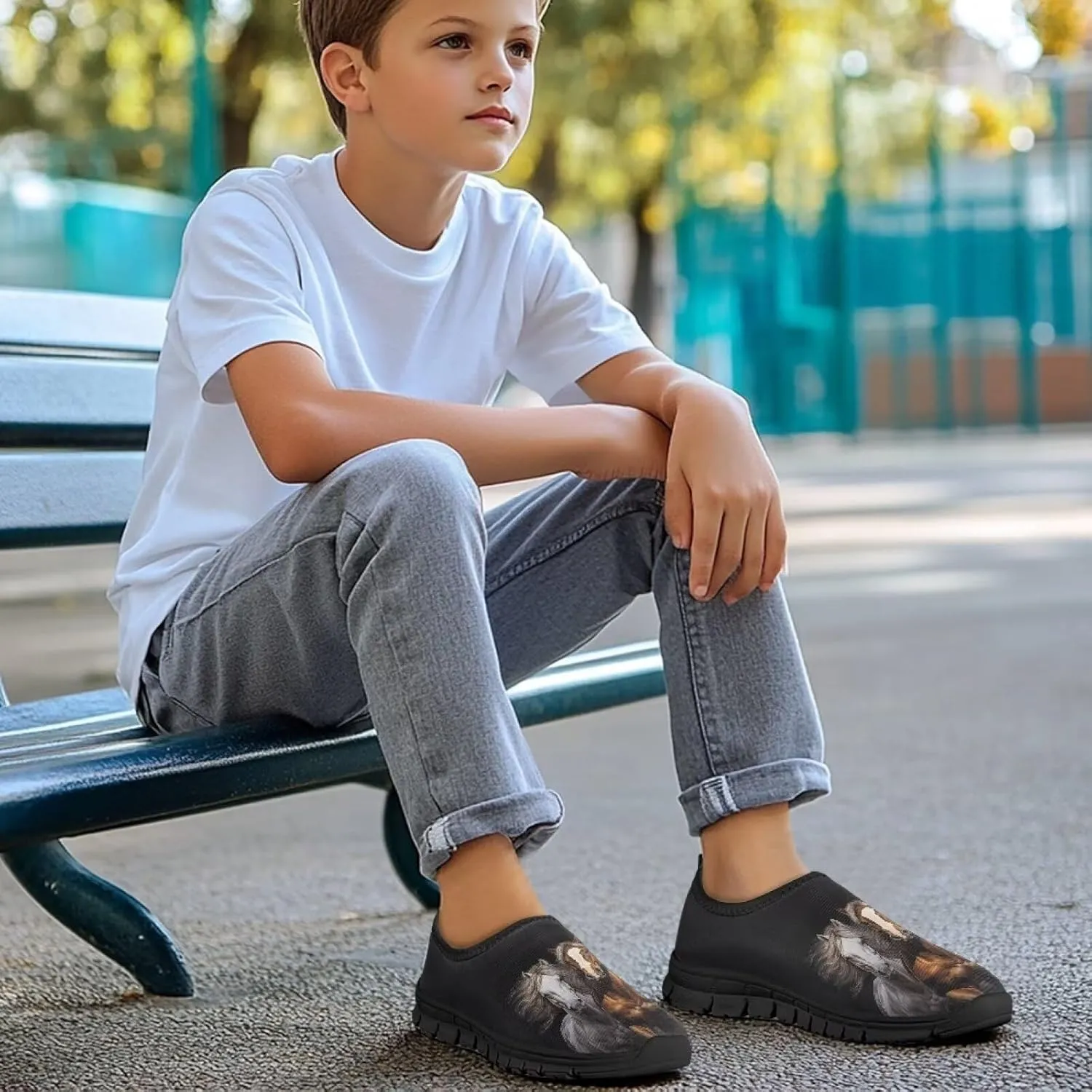 Doojoayie Boys Tennis Shoes Slip On for Active Student School Running Sneakers
