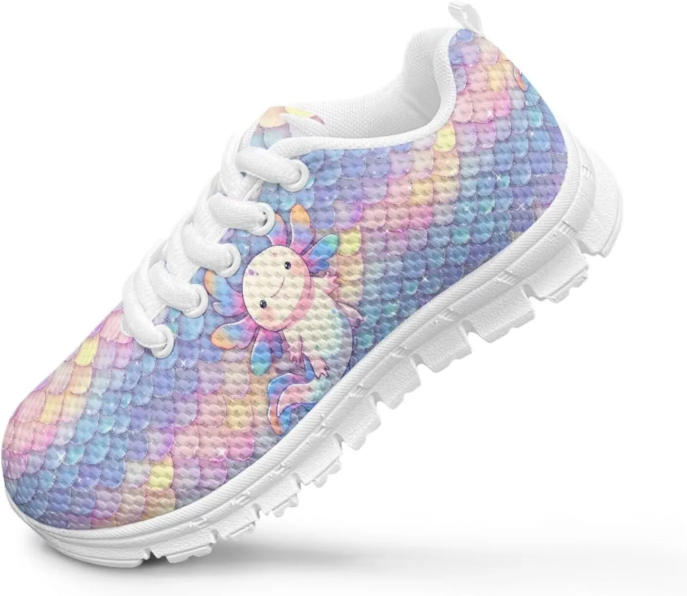 Doojoayie Little Kids School Sneakers for Girls Cute Axolotl Shoes for Running