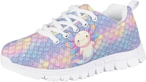 Doojoayie Little Kids School Sneakers for Girls Cute Axolotl Shoes for Running