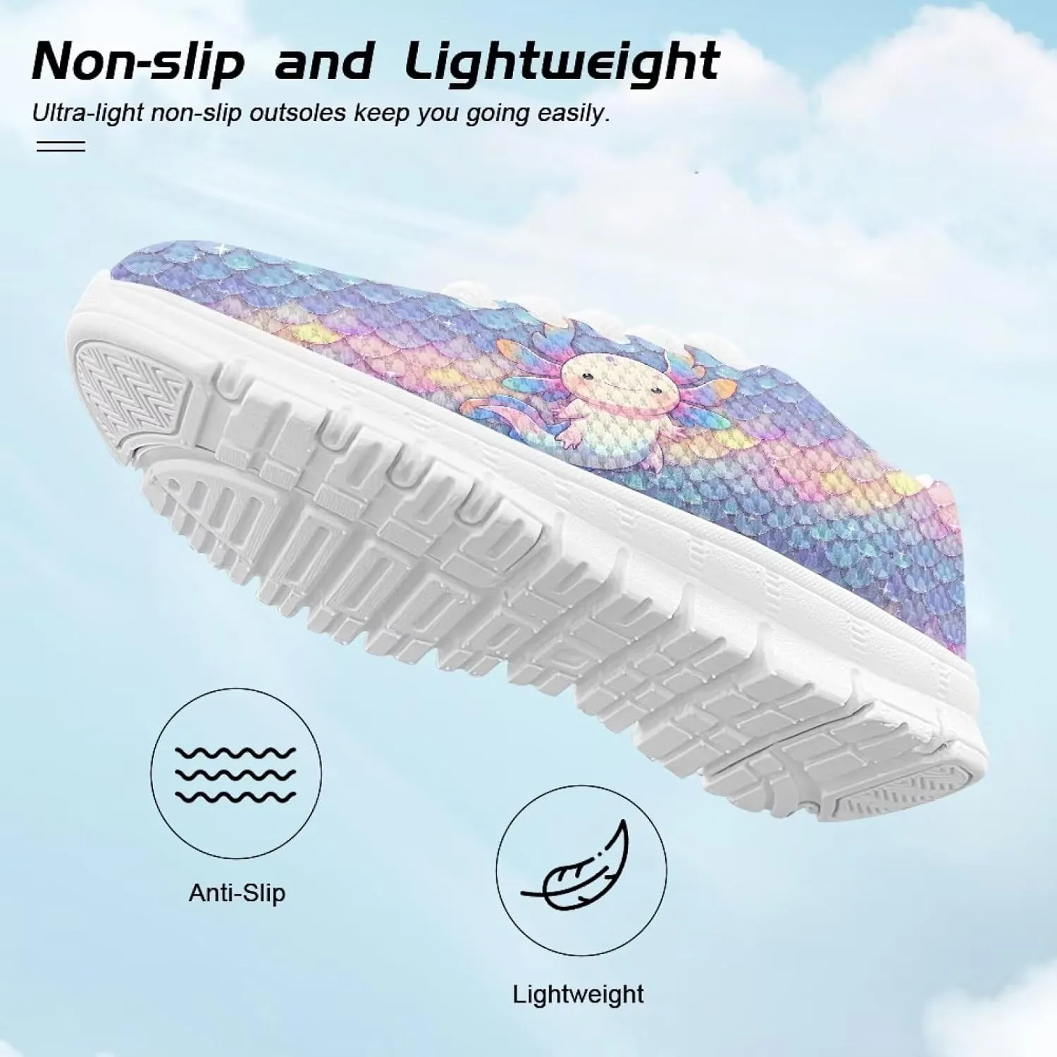 Doojoayie Little Kids School Sneakers for Girls Cute Axolotl Shoes for Running