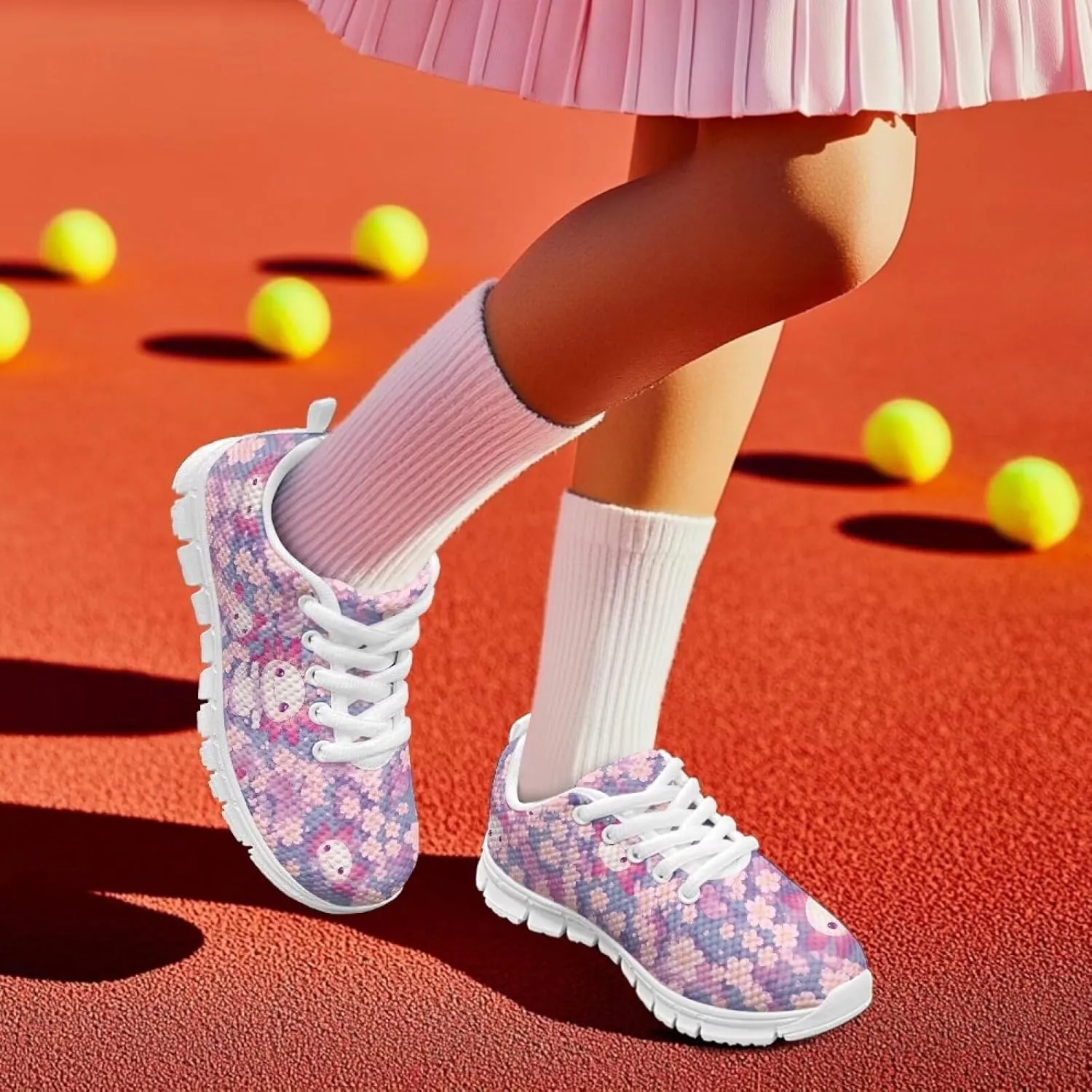 Doojoayie Little Kids School Sneakers for Girls Cute Axolotl Shoes for Running