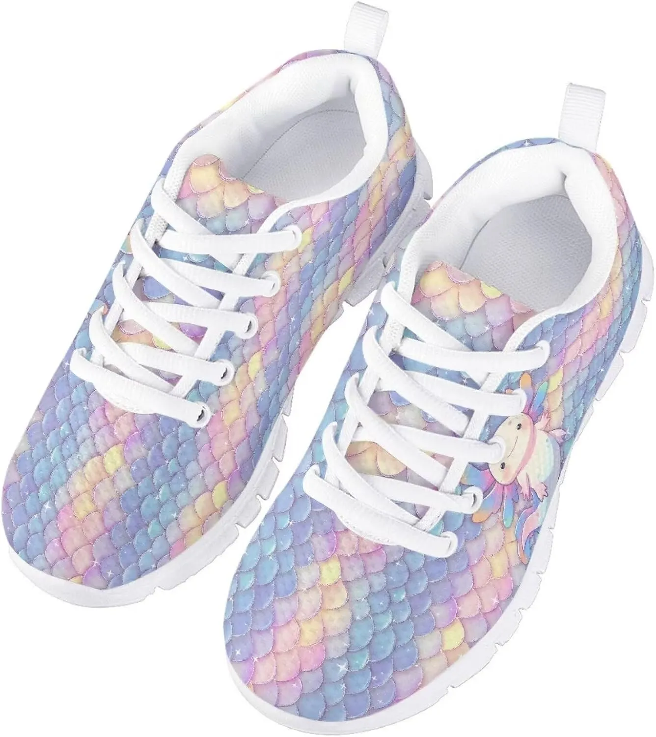 Doojoayie Little Kids School Sneakers for Girls Cute Axolotl Shoes for Running