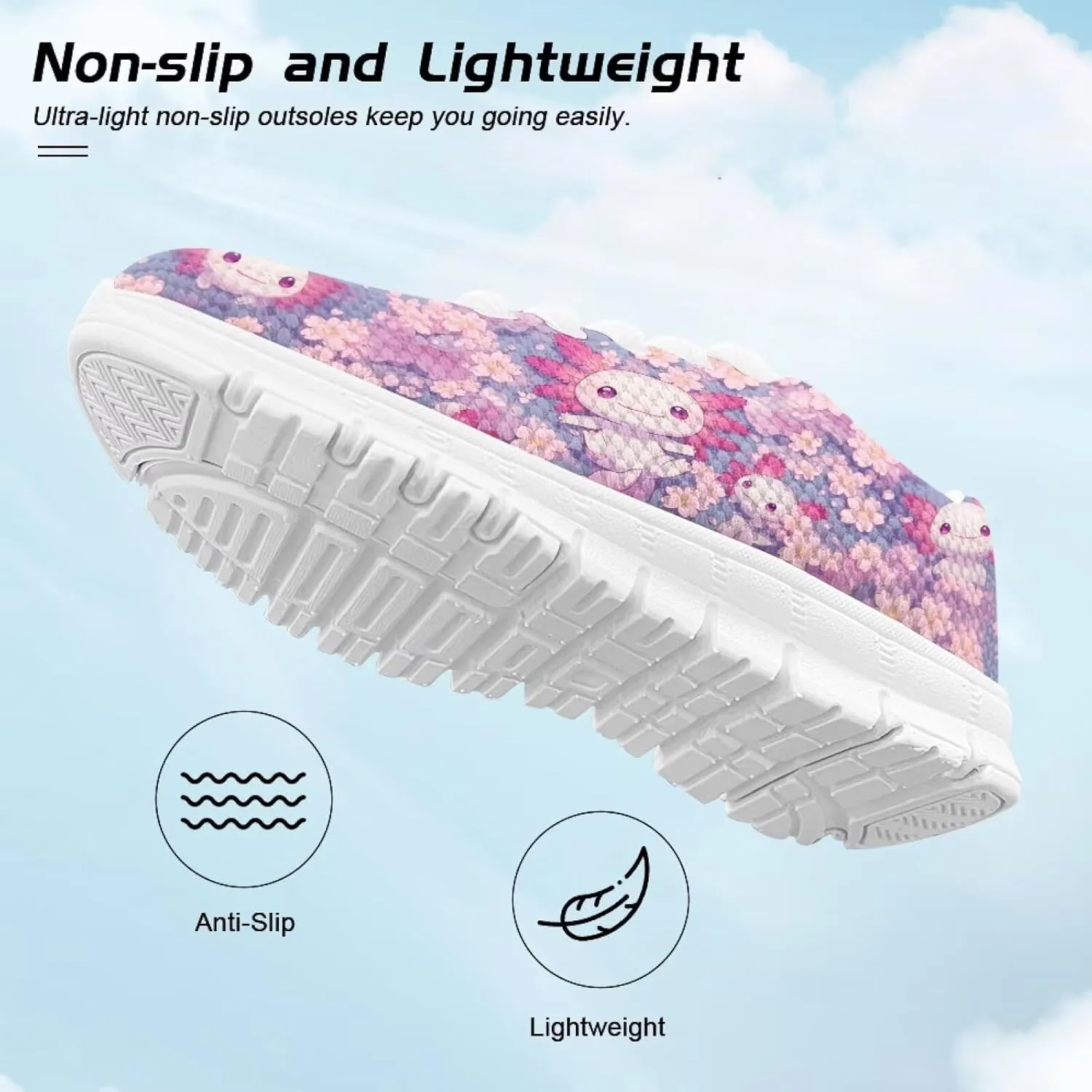 Doojoayie Little Kids School Sneakers for Girls Cute Axolotl Shoes for Running