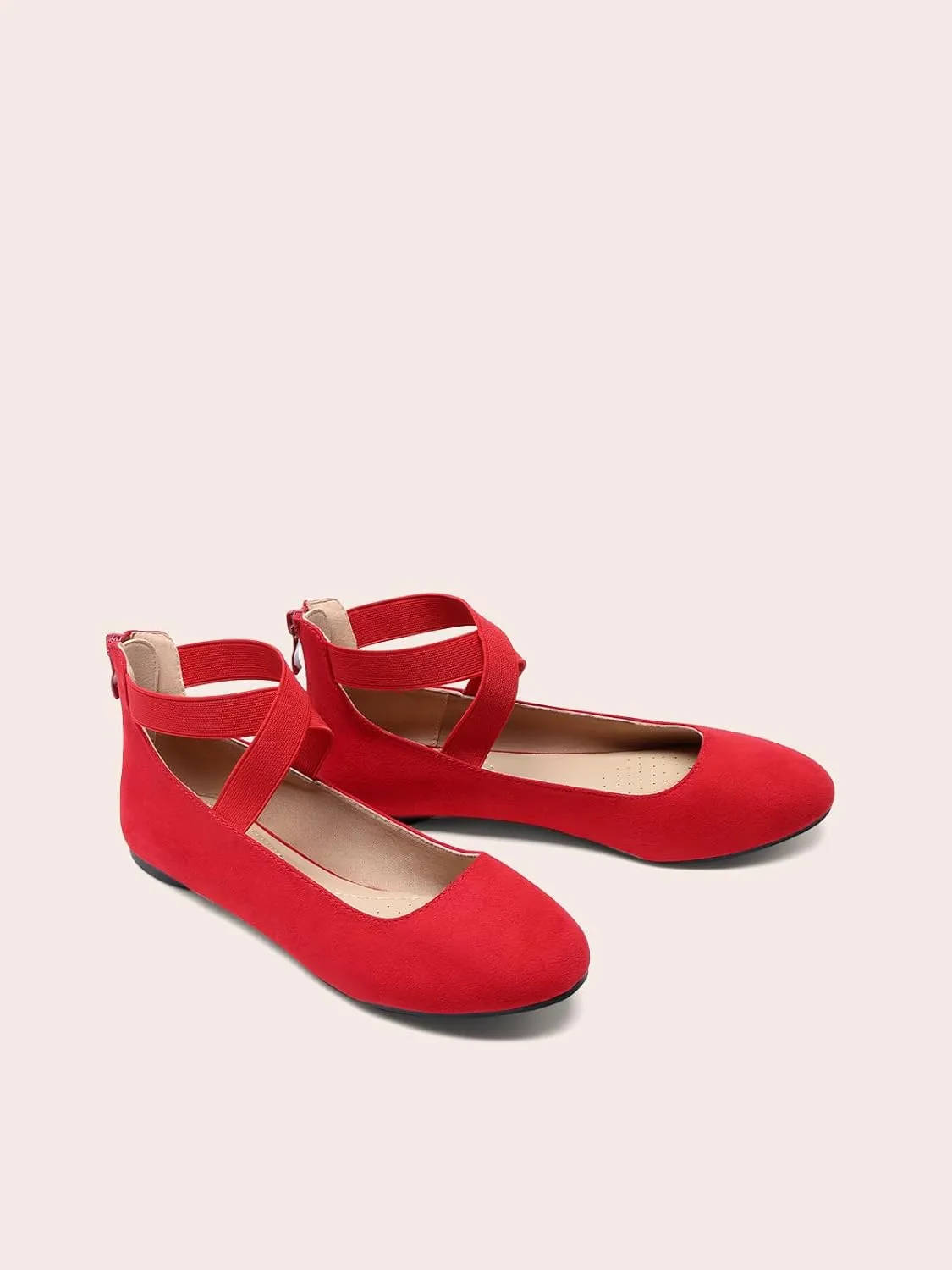 DREAM PAIRS Women's Comfortable Fashion Elastic Ankle Straps Flats Shoes