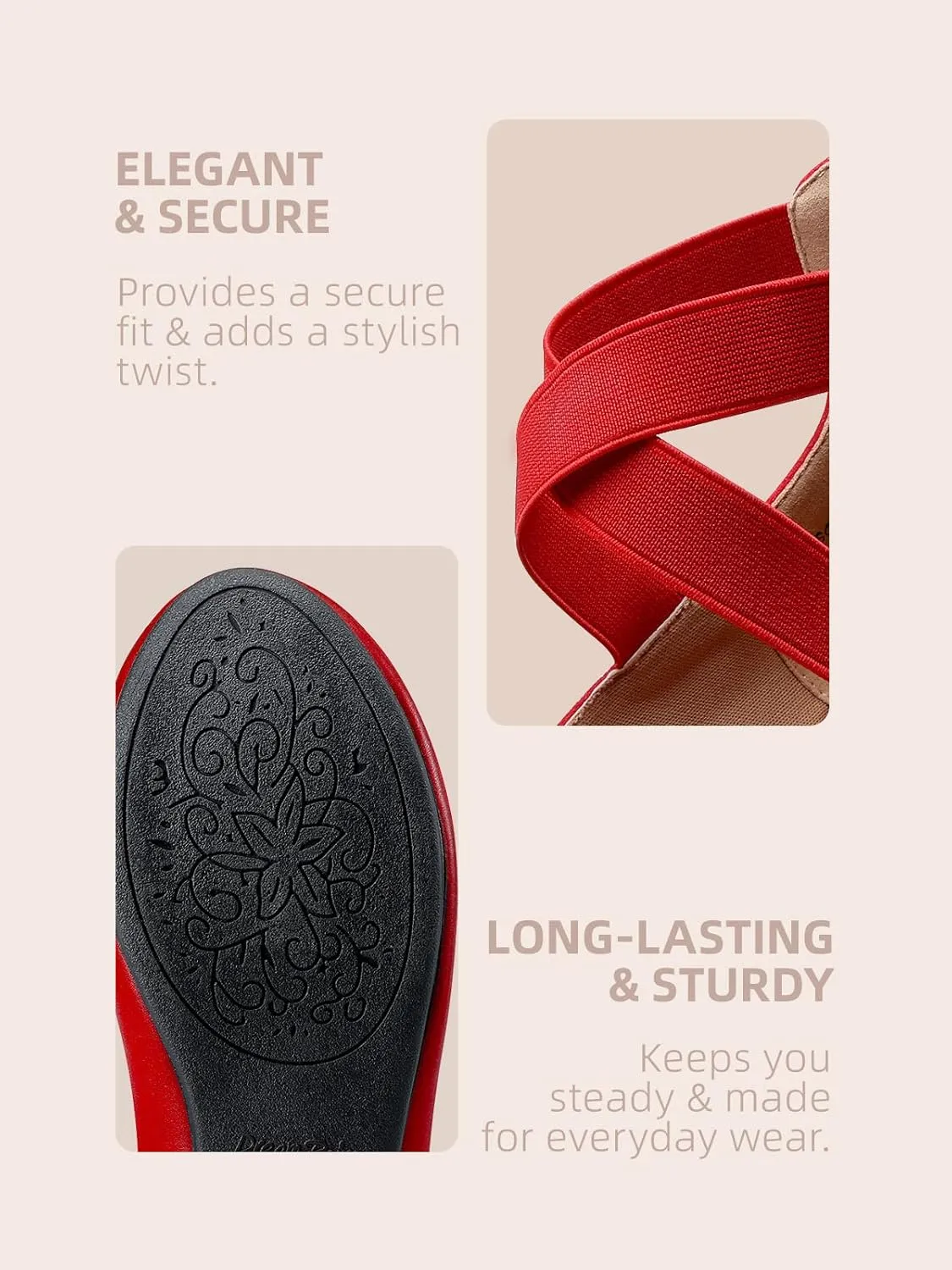 DREAM PAIRS Women's Comfortable Fashion Elastic Ankle Straps Flats Shoes