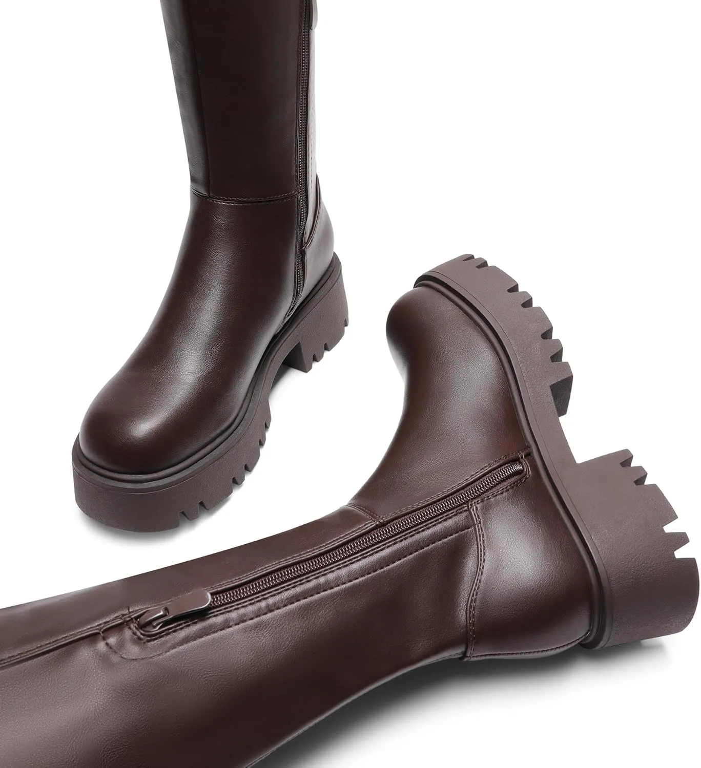 DREAM PAIRS Women's Platform Over The Knee Boots Lug Sole Round Toe Thigh High Long Chunky Block Heels Fall Boots