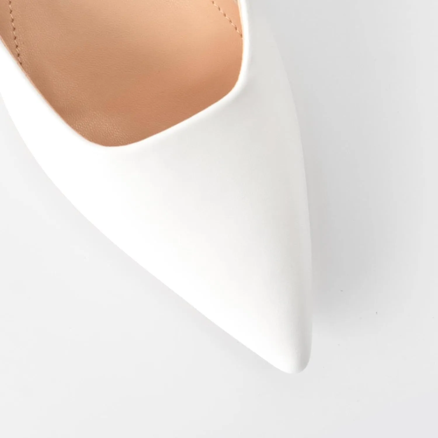 DREAMCIA White Slingback Flats for Women Pointy Toe Flats Slip On