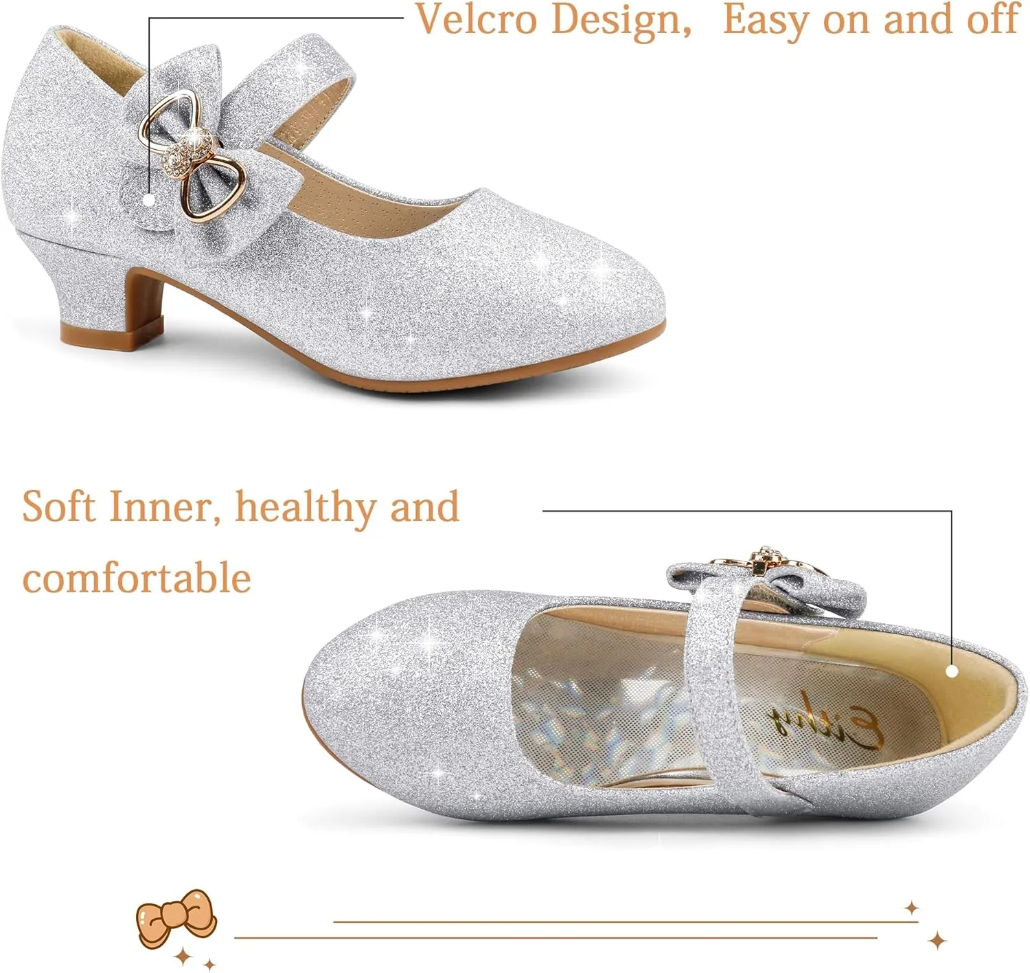 Eithy Girls Dress Shoes Low Heel Bow Princess Summer Flats Sandals Toddler/Little Kid/Big Kid
