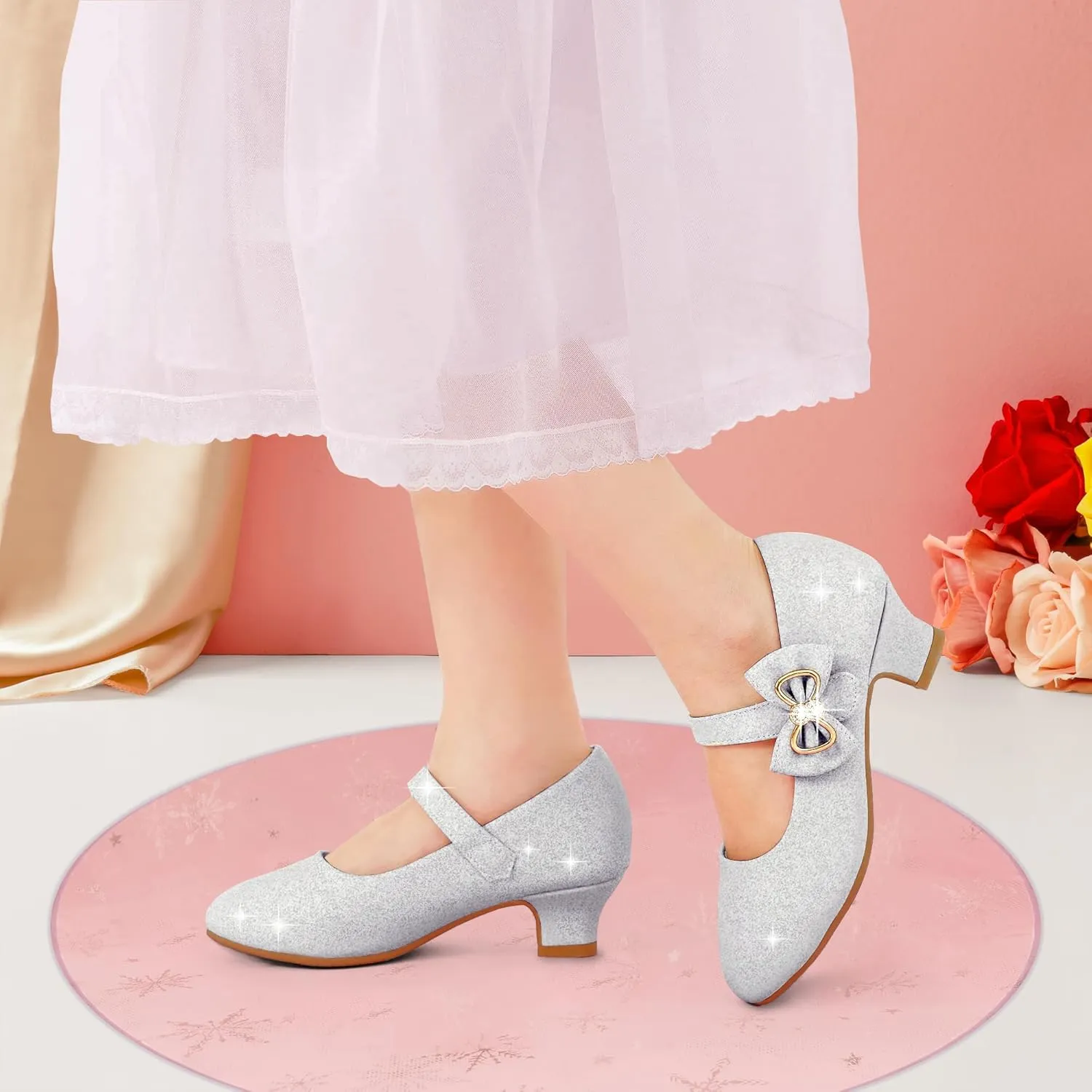Eithy Girls Dress Shoes Low Heel Bow Princess Summer Flats Sandals Toddler/Little Kid/Big Kid