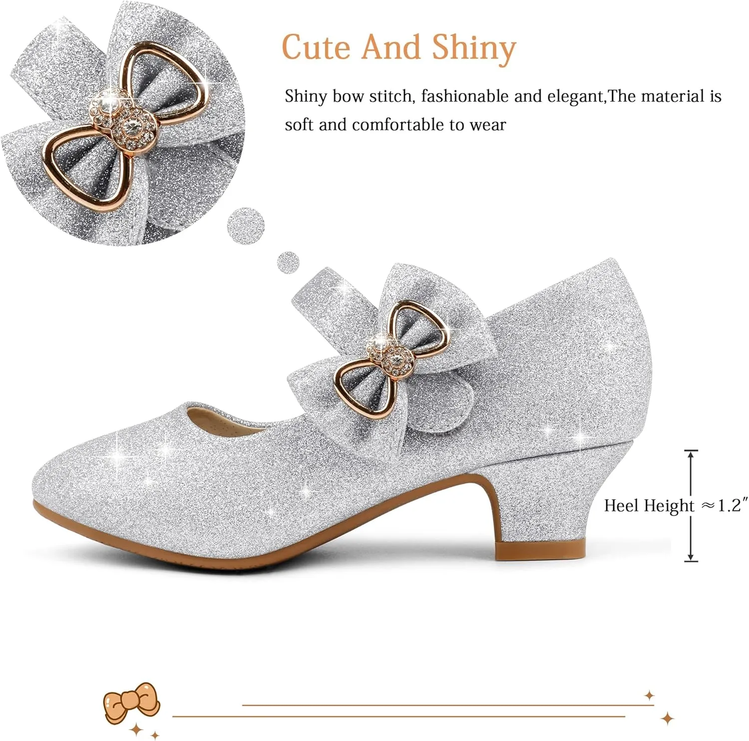 Eithy Girls Dress Shoes Low Heel Bow Princess Summer Flats Sandals Toddler/Little Kid/Big Kid