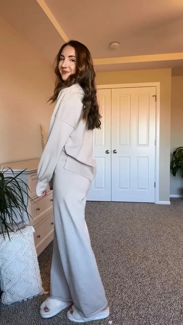 ETCYY NEW Womens Elegant Lounge Sets Knitted Sweatsuit Sets 2 Piece Outfits with Sweater Tops and Wide Leg Sweatpants