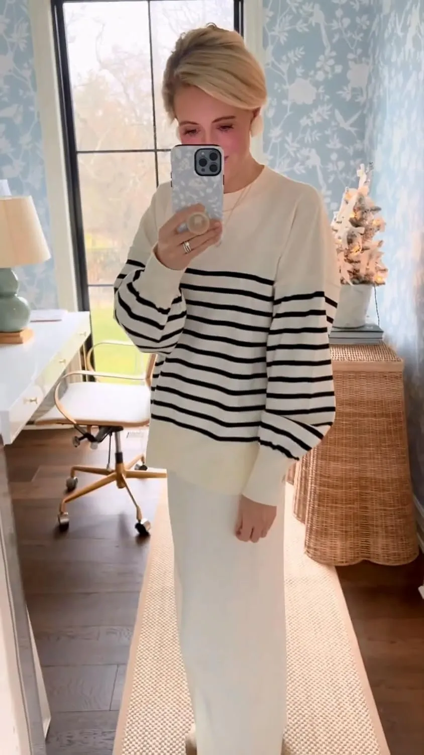 ETCYY NEW Womens Elegant Lounge Sets Knitted Sweatsuit Sets 2 Piece Outfits with Sweater Tops and Wide Leg Sweatpants
