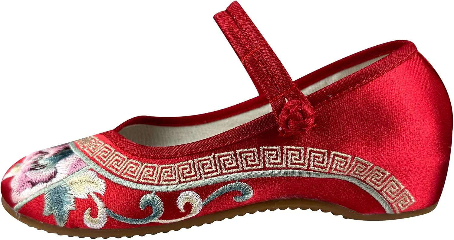 eYLun Women Embroidered Shoes Flats Floral Comfortable Ballet Flats Shoes Round Toe Mary Jane Shoes