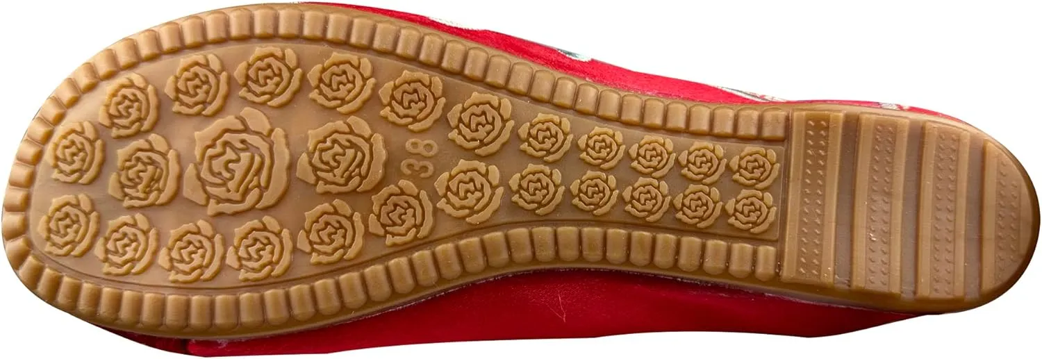 eYLun Women Embroidered Shoes Flats Floral Comfortable Ballet Flats Shoes Round Toe Mary Jane Shoes