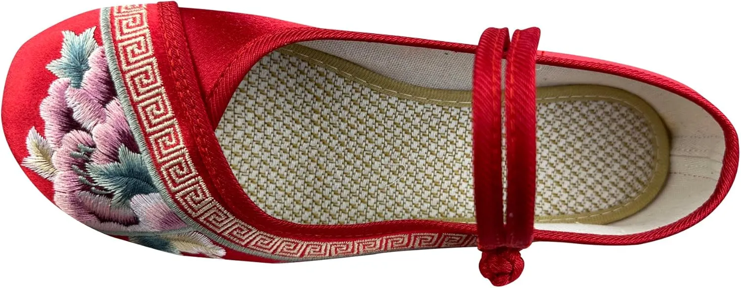 eYLun Women Embroidered Shoes Flats Floral Comfortable Ballet Flats Shoes Round Toe Mary Jane Shoes