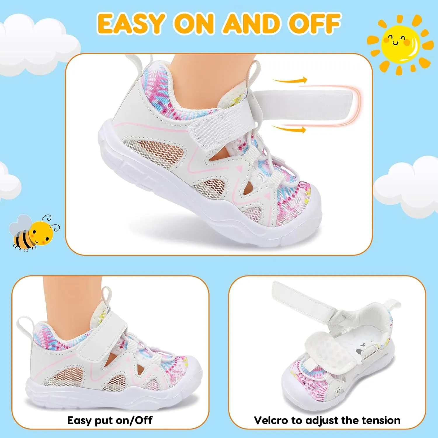 FEETCITY Wide Toddler Shoes Slip on Sneakers Boys Girls Toddler Tennis Shoes Sports Shoes Walking Shoes
