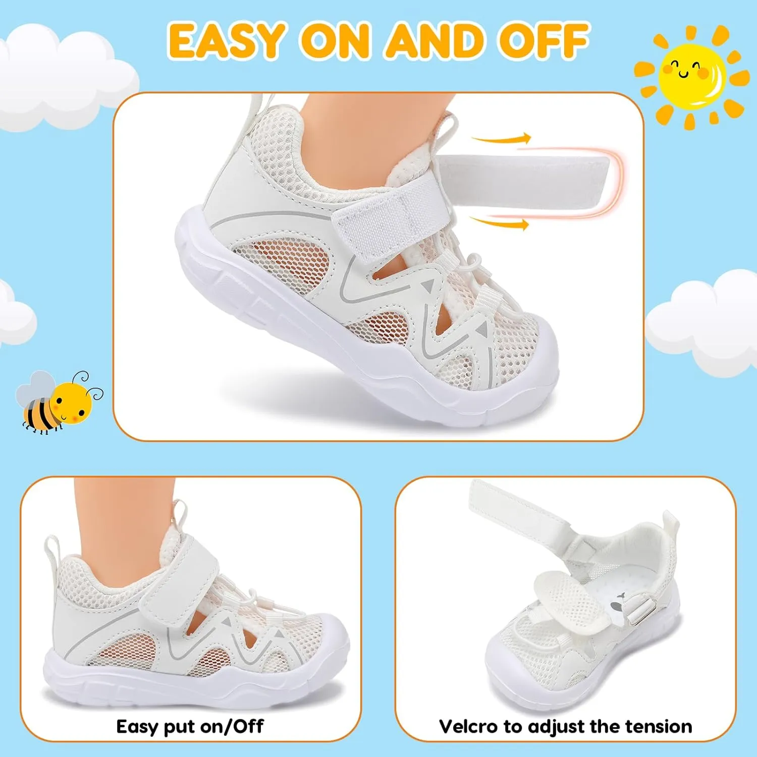 FEETCITY Wide Toddler Shoes Slip on Sneakers Boys Girls Toddler Tennis Shoes Sports Shoes Walking Shoes