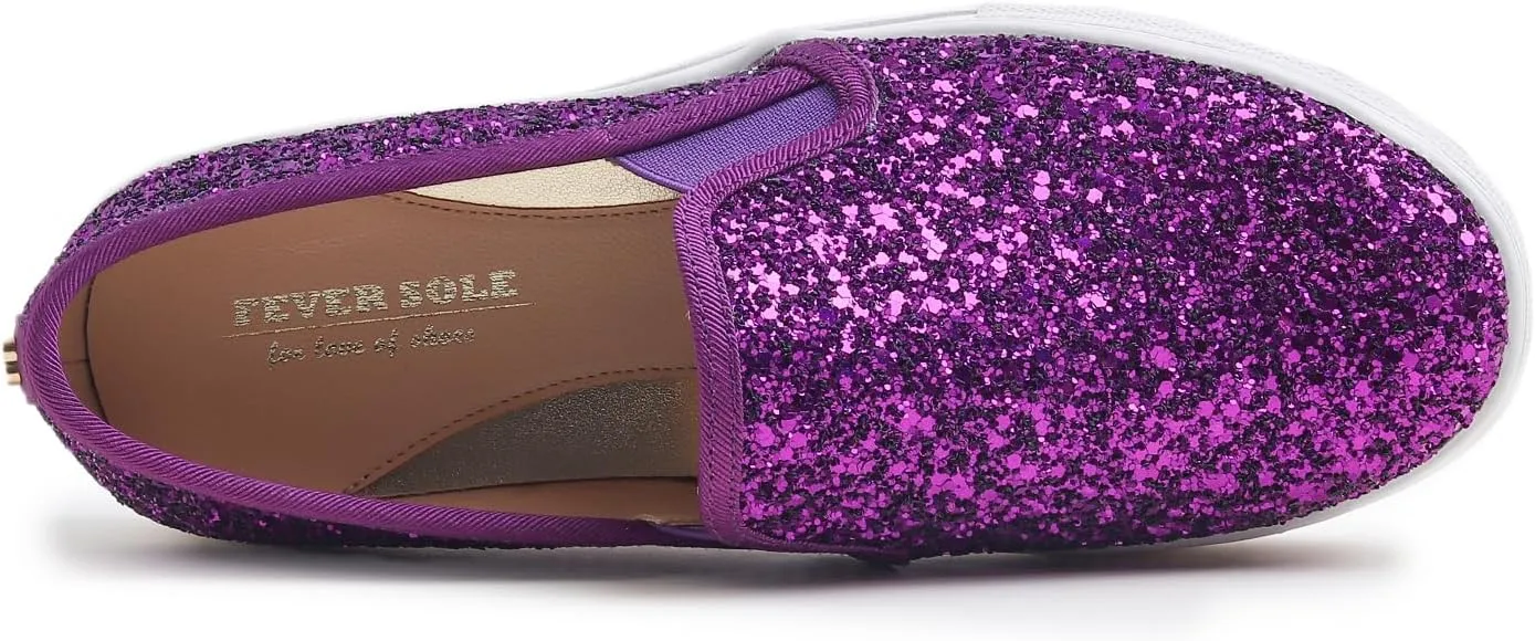 FEVERSOLE Women's Fashion Slip On Sneaker Casual Platform Loafers