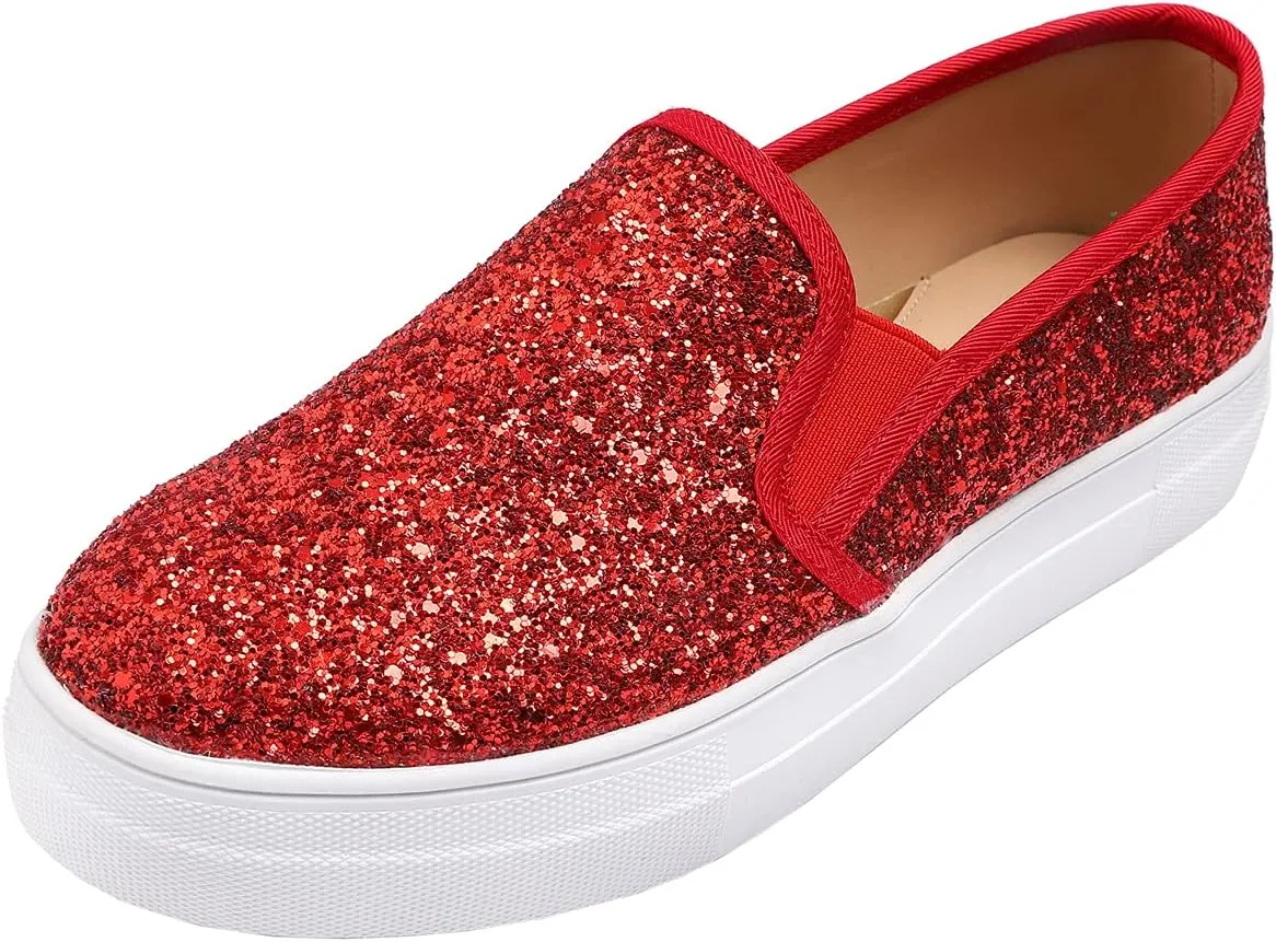 FEVERSOLE Women's Fashion Slip On Sneaker Casual Platform Loafers
