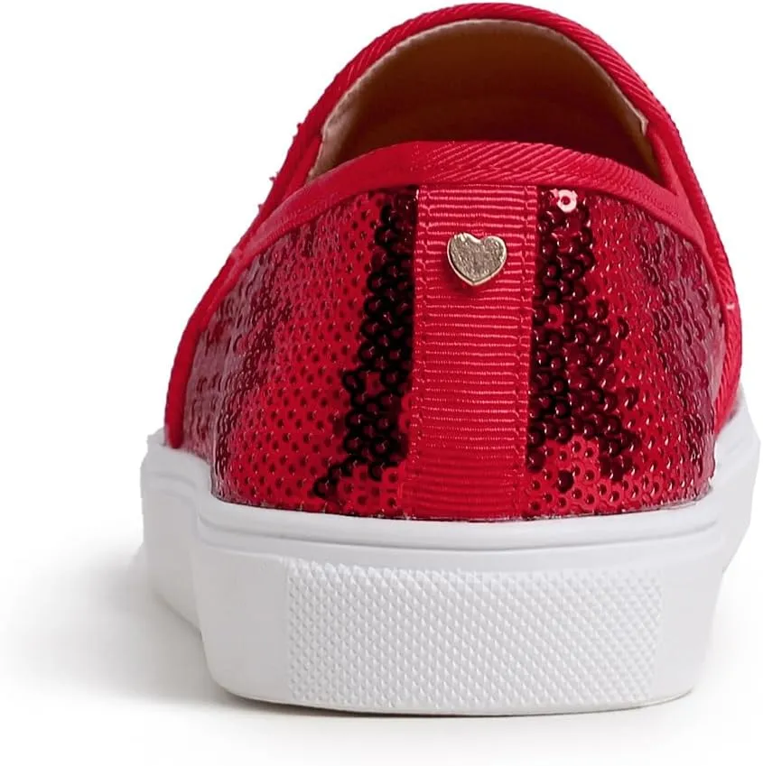 FEVERSOLE Women's Fashion Sparkle Sequin Embellished Sneaker Party Holiday Casual Shoes