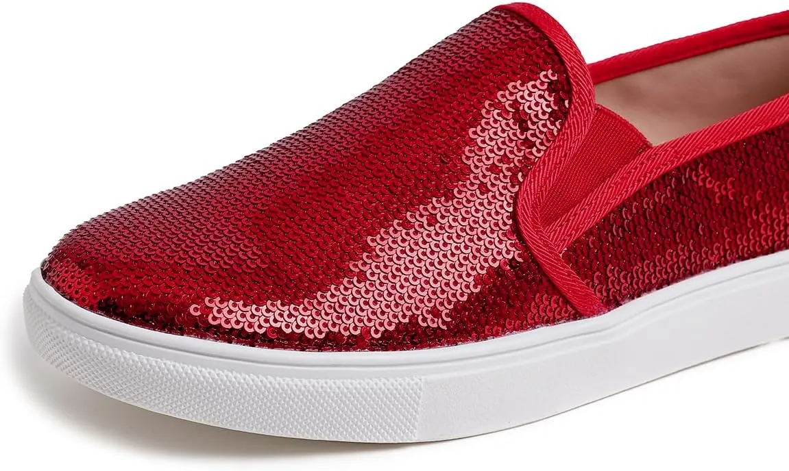FEVERSOLE Women's Fashion Sparkle Sequin Embellished Sneaker Party Holiday Casual Shoes