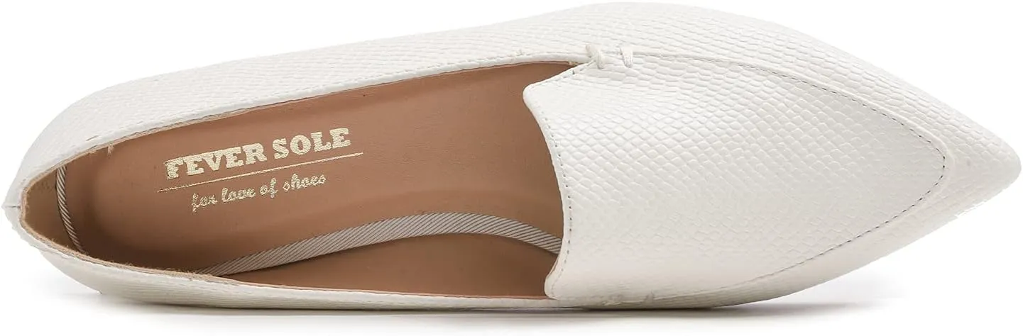 FEVERSOLE Women's Loafer Flat Pointed Fashion Slip On Comfort Driving Office Shoes