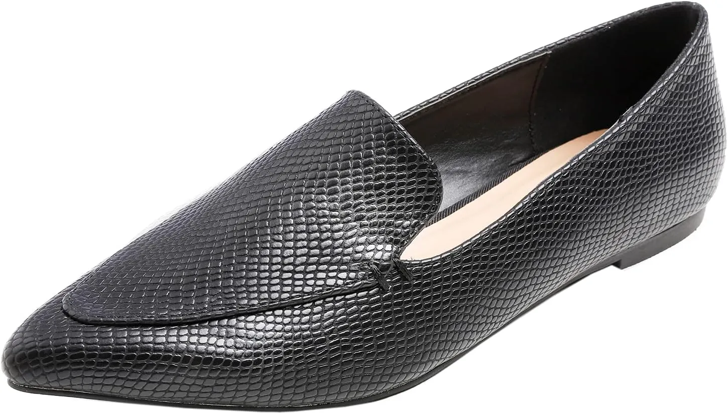 FEVERSOLE Women's Loafer Flat Pointed Fashion Slip On Comfort Driving Office Shoes