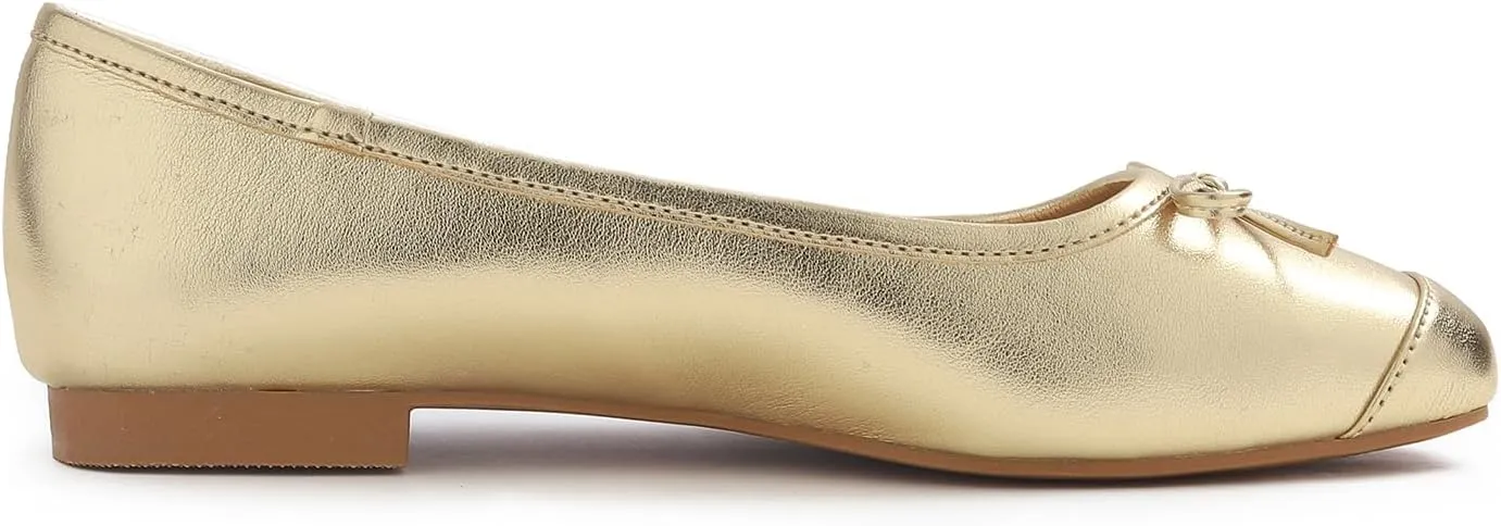 FEVERSOLE Women's Square Toe Fashion Bow Tie Dress Slip On Ballet Flats