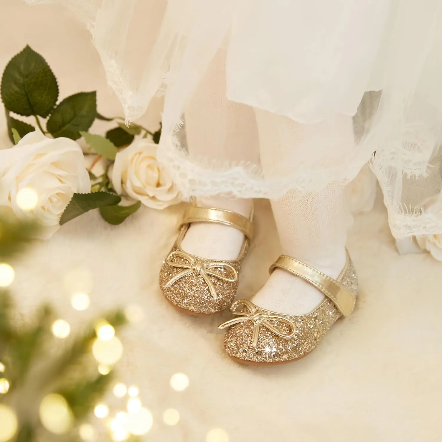 Flaryzone Toddler/Little Girls' Ballerina Flat Mary Jane Princess Dress Shoes - Wedding School Party