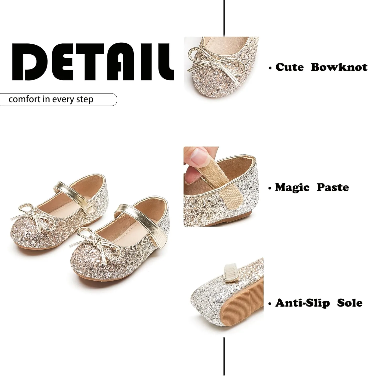 Flaryzone Toddler/Little Girls' Ballerina Flat Mary Jane Princess Dress Shoes - Wedding School Party