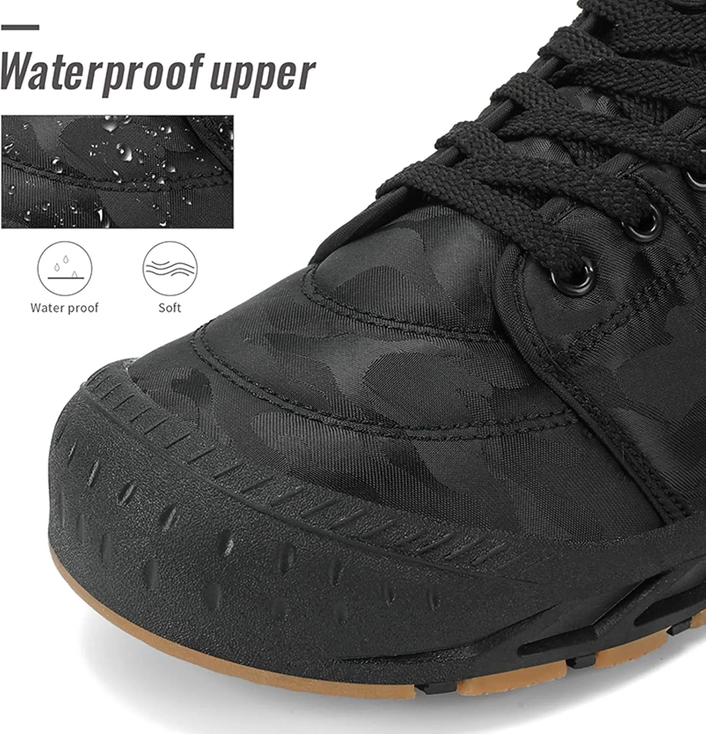 FLIOZY Snow Boots Mens Winter Shoes Fur Lined Warm Snow Ankle Boots Outdoor Winter Trekking Shoes Walking Shoes Hiking Boots