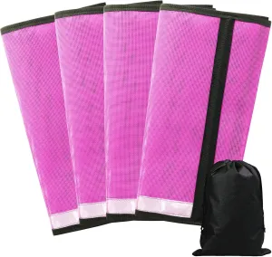 Fly Boots for Horses Loose-Fitting Leggings Set of 4,UV-Protective Extra Tough Mesh Ventilated Stay-on Design with 4 Fasteners Protect Horse Legs Stomp-Resistant (Pink, Large)