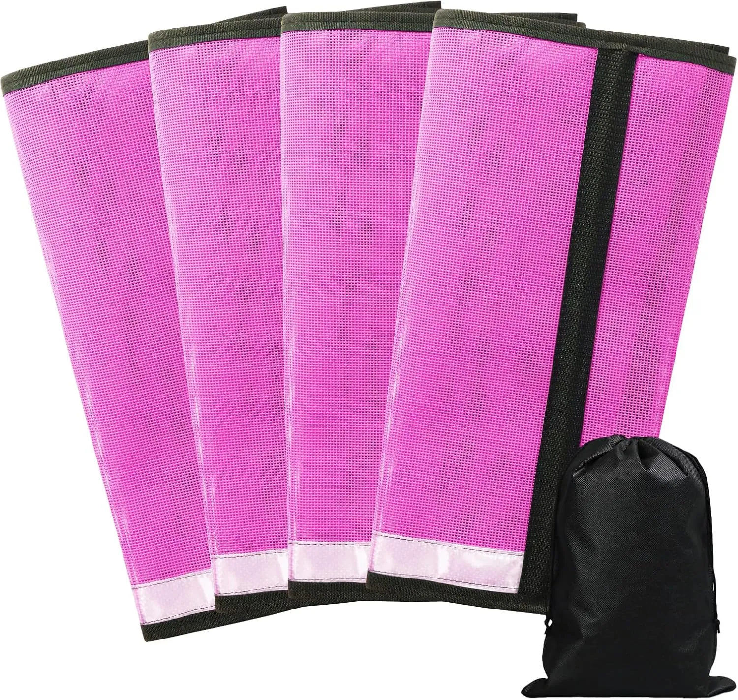 Fly Boots for Horses Loose-Fitting Leggings Set of 4,UV-Protective Extra Tough Mesh Ventilated Stay-on Design with 4 Fasteners Protect Horse Legs Stomp-Resistant (Pink, Large)