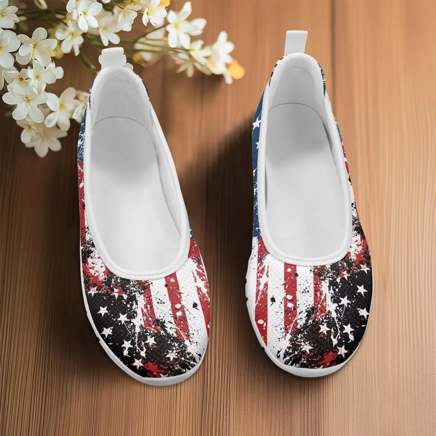 Forchrinse Colorful Palm Print Womens Slip on Walking Loafer Shoes Casual Comfy Dressy Shoes Ballet Flat Lightweight US5.5
