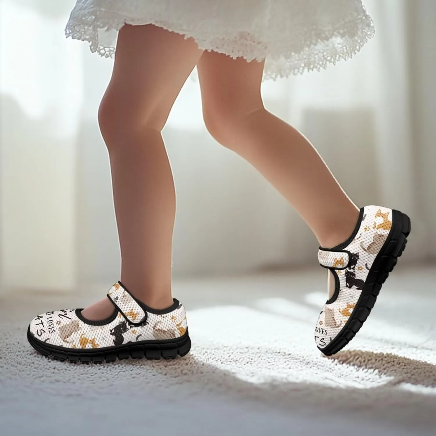 Forchrinse Colorful Tie Dye Girls and Toddler Girls Mary Jane Sneaker Lightweight Flat Shoes Anti-Slip School Uniform Shoes with EVA Sole