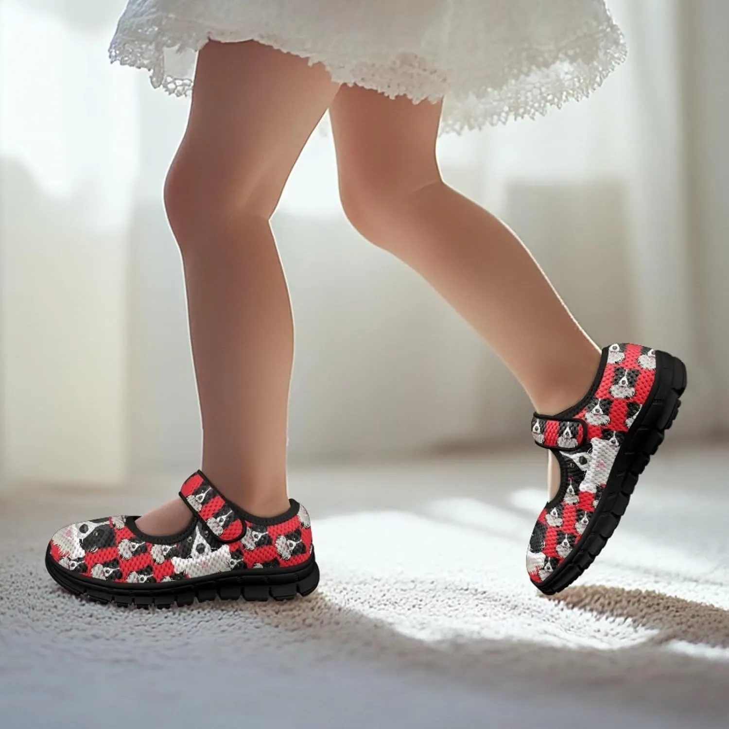 Forchrinse Funny Dachshund Print Girls Mary Jane Flats Comfort Wide Dressy Shoes for Kids/Toddler Sneakers Breathable School Shoes Size 11-2.5