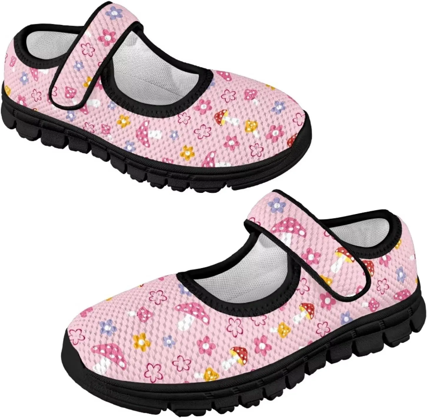 Forchrinse Pink Boston Terrier Floral Print Girls Dress Shoes Mary Jane Flats Pink for Kids and Toddler Size 11-2.5 School Uniform Sneakers Lightweight Walking Shoes