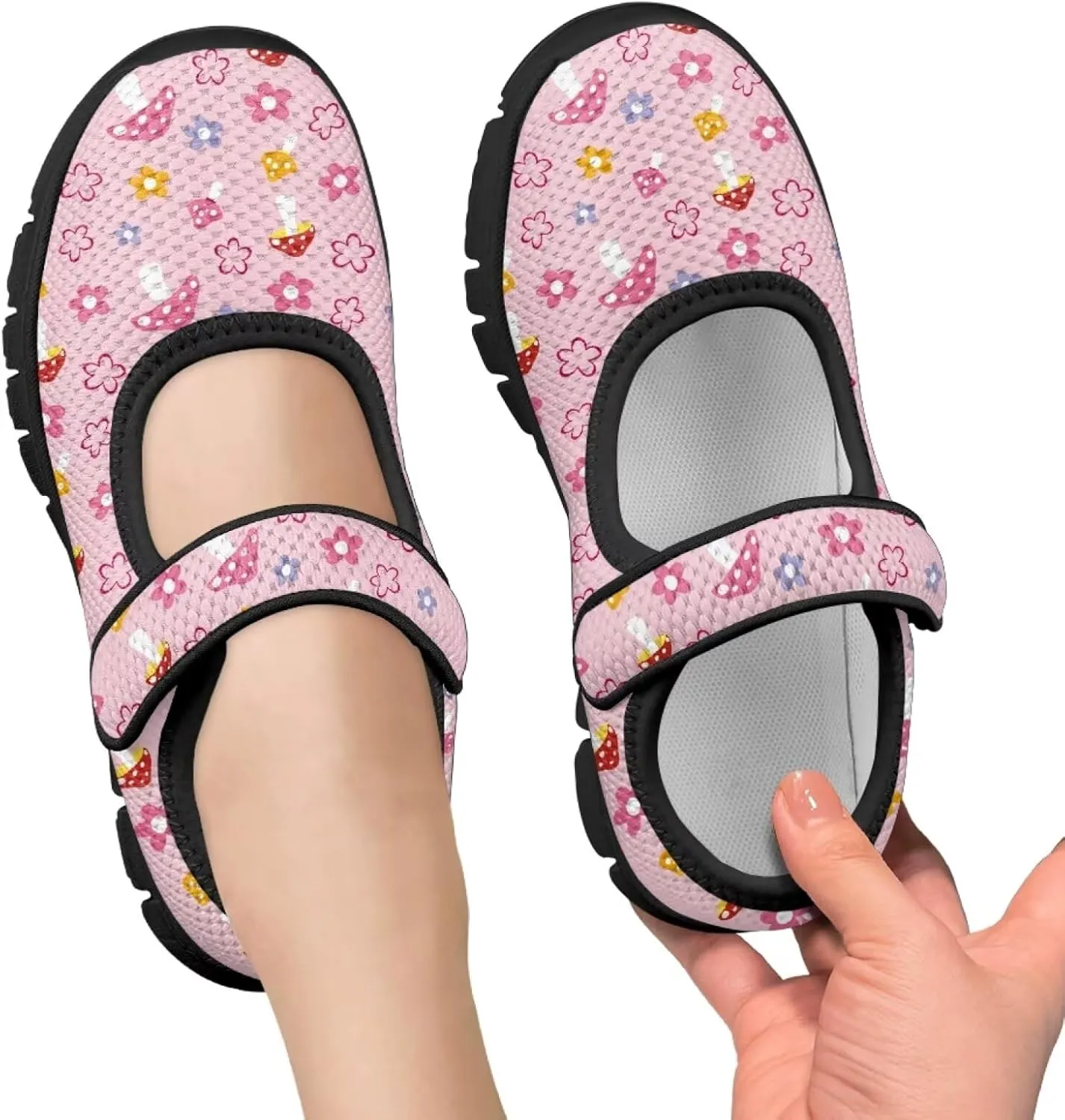 Forchrinse Pink Boston Terrier Floral Print Girls Dress Shoes Mary Jane Flats Pink for Kids and Toddler Size 11-2.5 School Uniform Sneakers Lightweight Walking Shoes