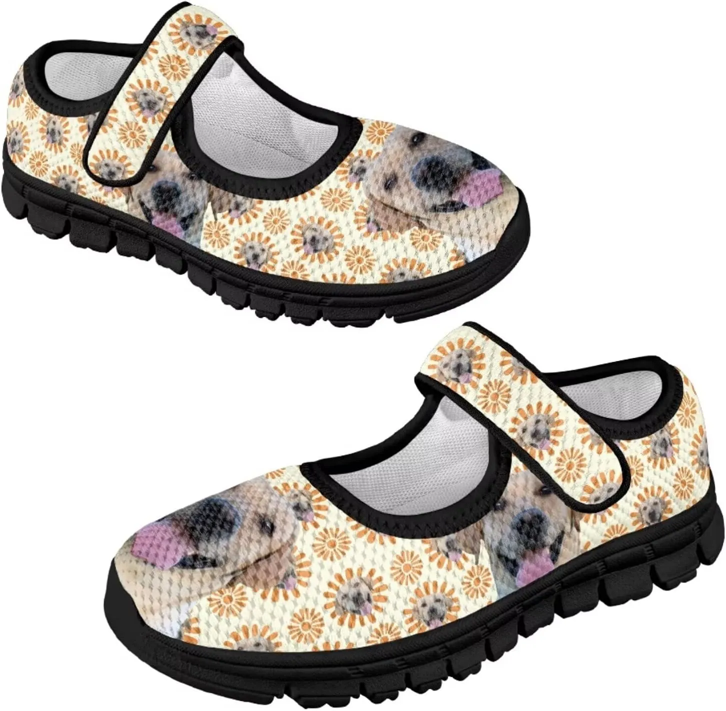 Forchrinse Sunflower Otter Pattern Toddlers Girls Dress Shoes Floral Mary Jane Flats Party School Uniform Shoes Lightweight Flats Sneakers for Kids,Size 11-2.5