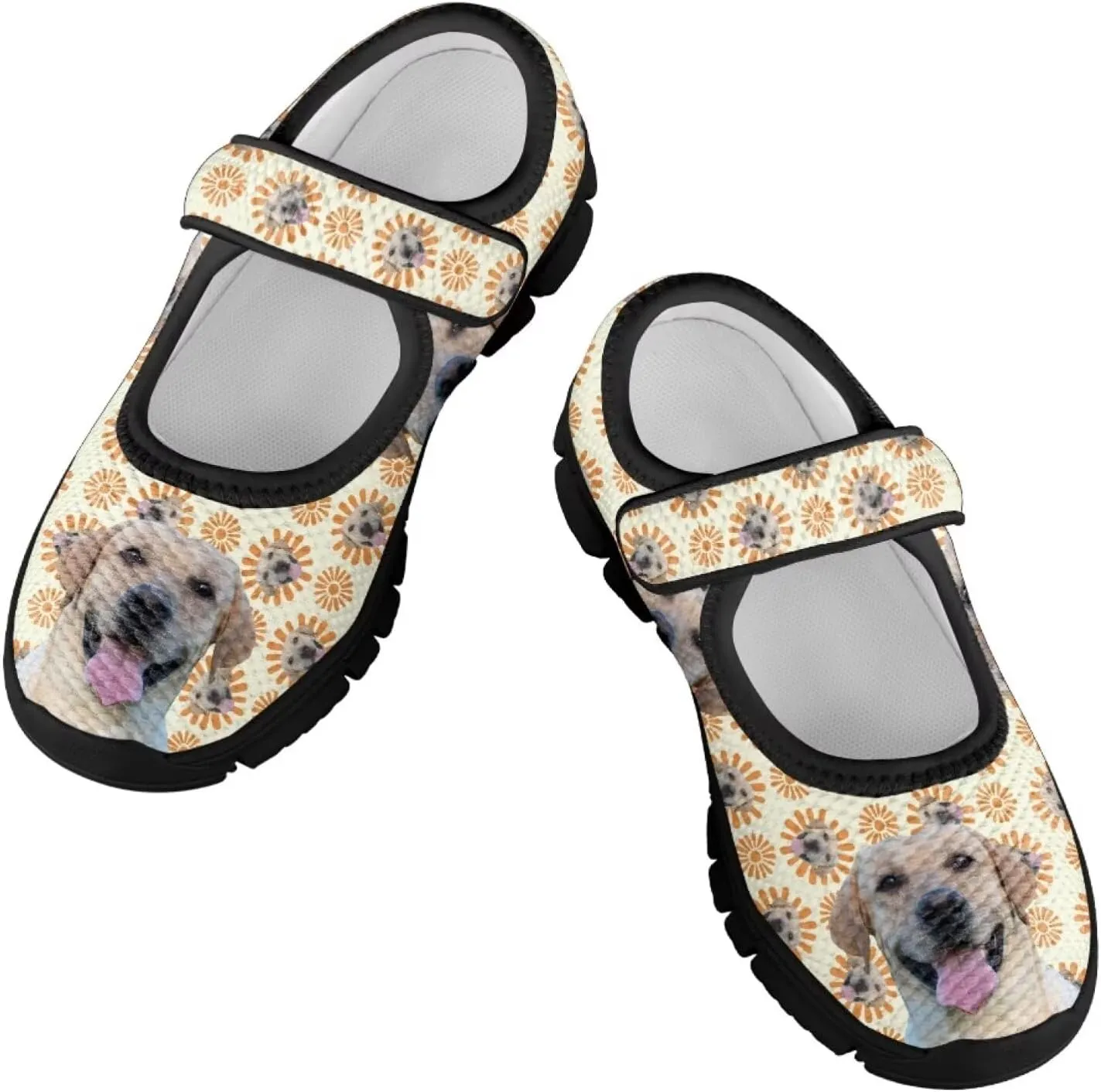 Forchrinse Sunflower Otter Pattern Toddlers Girls Dress Shoes Floral Mary Jane Flats Party School Uniform Shoes Lightweight Flats Sneakers for Kids,Size 11-2.5