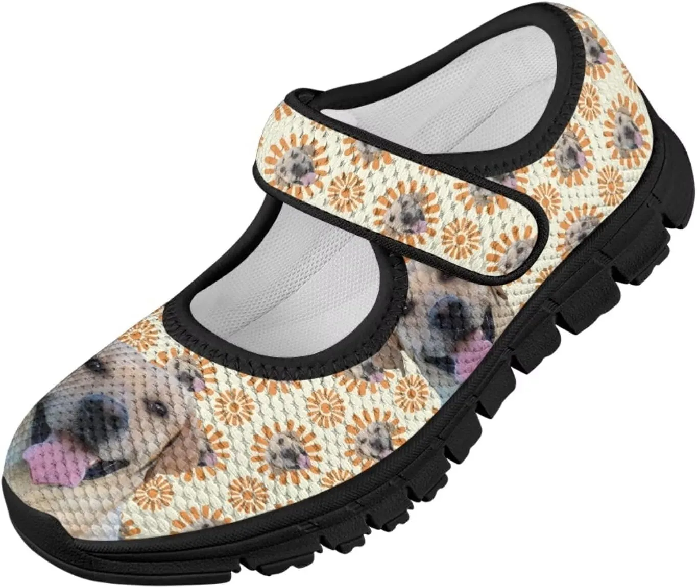 Forchrinse Sunflower Otter Pattern Toddlers Girls Dress Shoes Floral Mary Jane Flats Party School Uniform Shoes Lightweight Flats Sneakers for Kids,Size 11-2.5