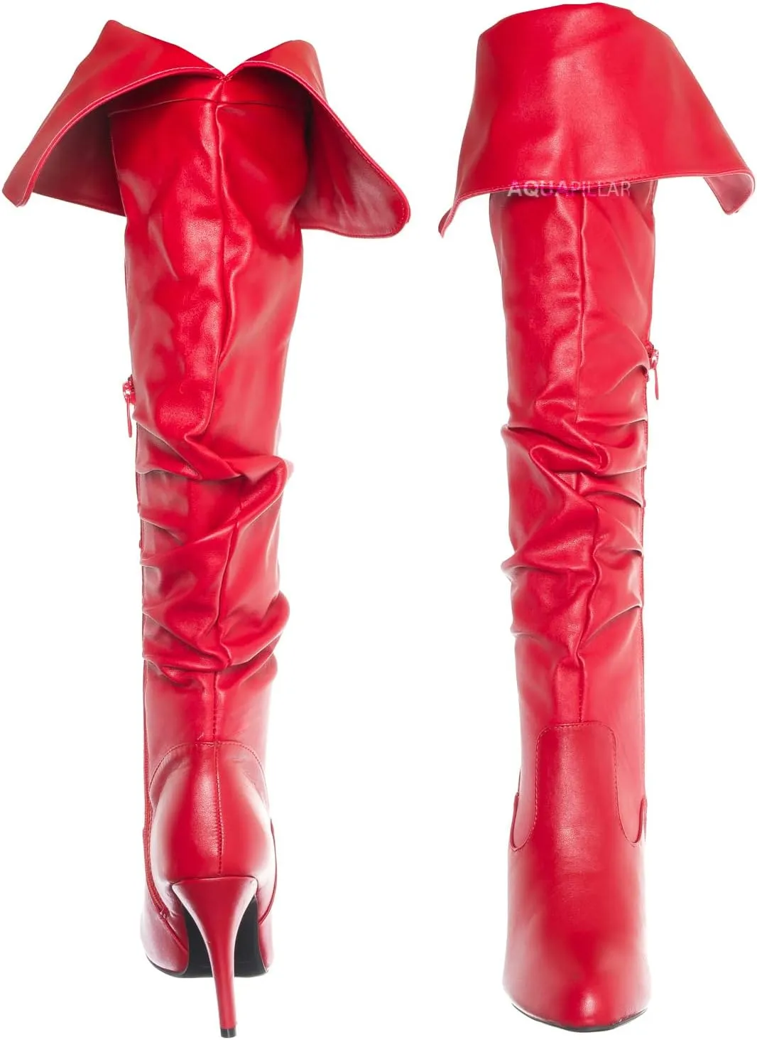 Forever Link High Heel Wrinkled Slouchy Dress Boots - Stretch Foldable Over Knee