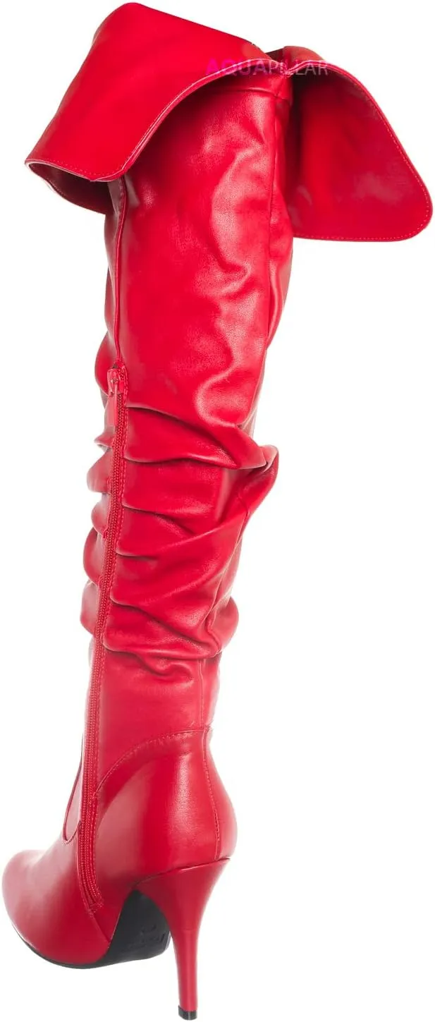 Forever Link High Heel Wrinkled Slouchy Dress Boots - Stretch Foldable Over Knee